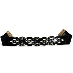 bebe-Black & Gold Studded Y2K Statement Belt-Size M/L-Glam-Mallcore-2000's-Punk